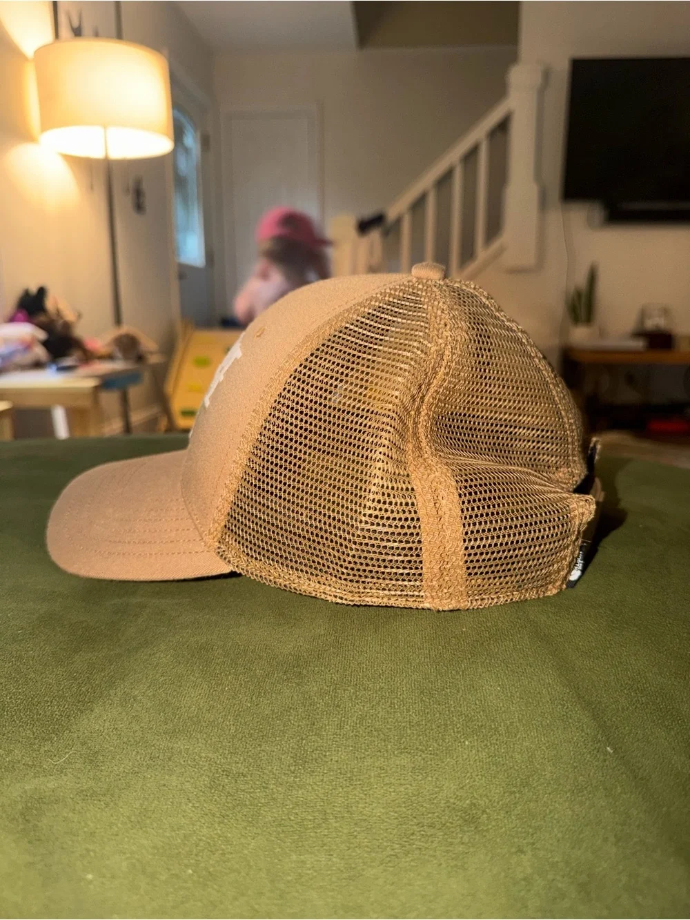 The North Face Tan Trucker Hat with Green Tree Embroidery Berkeley, California
